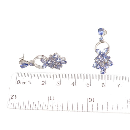 Chuck Clemency 925 Sterling Silver Real Tanzanite Dangle Earrings