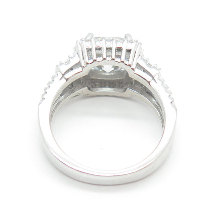 925 Sterling Silver Cushion & Round-Cut Shaped C Z Ring Size 6.25