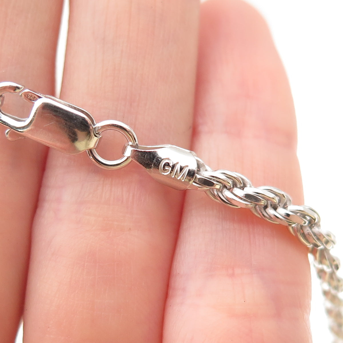 925 Sterling Silver Italy Twisted Rope Chain Necklace 20"