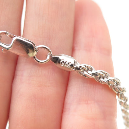 925 Sterling Silver Italy Twisted Rope Chain Necklace 20"