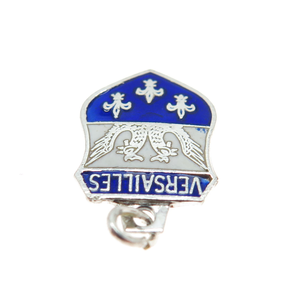 ARGENT 950 Silver Vintage Enamel Versailles Coat of Arms Minimalist Pendant