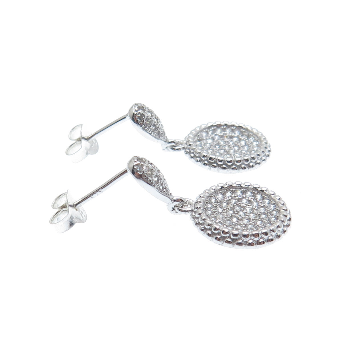 PRIZM 925 Sterling Silver Round-Cut C Z Dangle Earrings