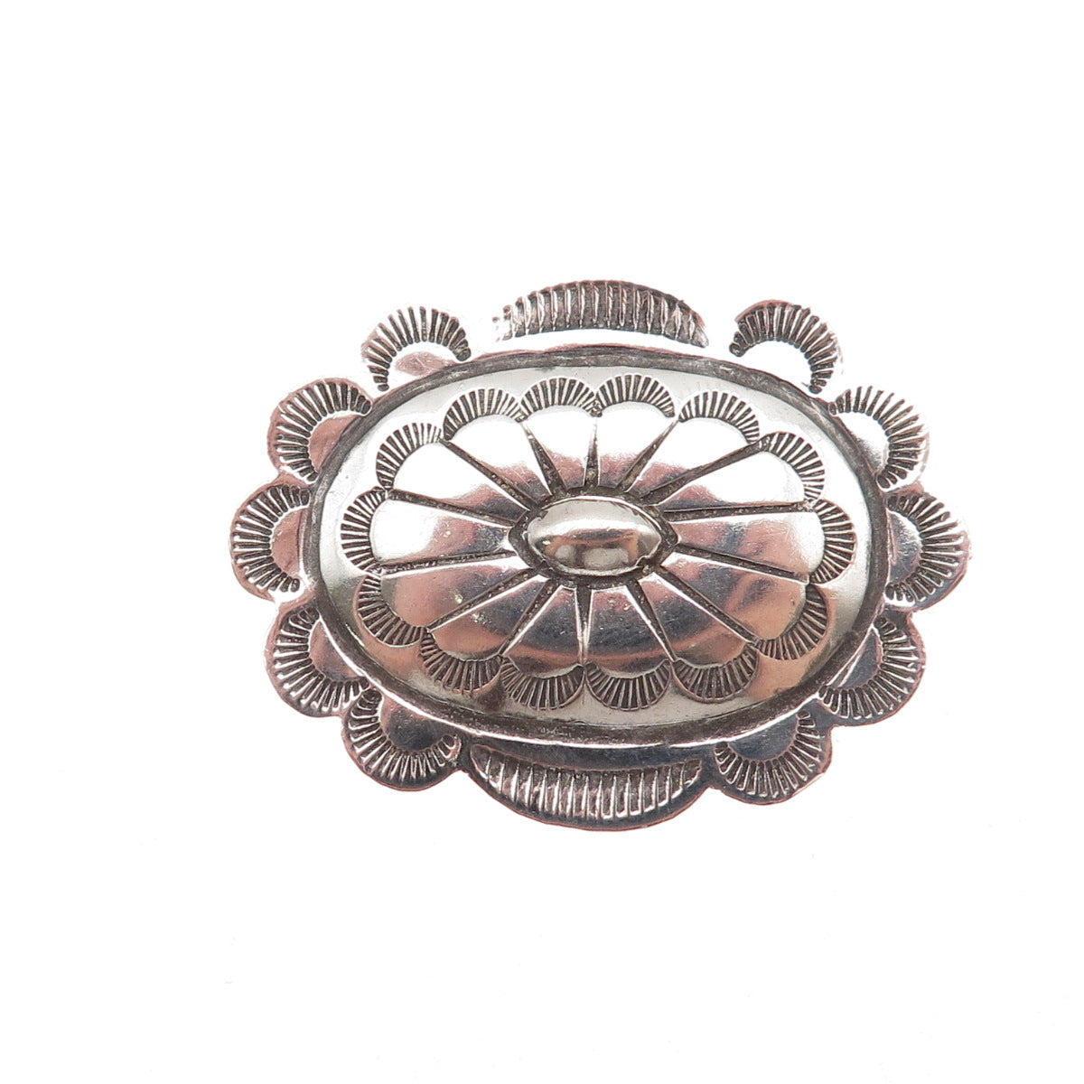 Old Pawn 925 Sterling Silver Vintage Southwestern Concho Tribal Pin Brooch