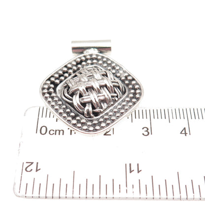 925 Sterling Silver Vintage Modernist Woven & Beaded Slide Charm Pendant