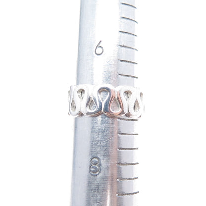 925 Sterling Silver Vintage Modernist Zig Zag Band Ring Size 7.25
