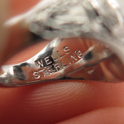 925 Sterling Silver Vintage Wells Glass "Poughkeepsie" High School Ring Pendant