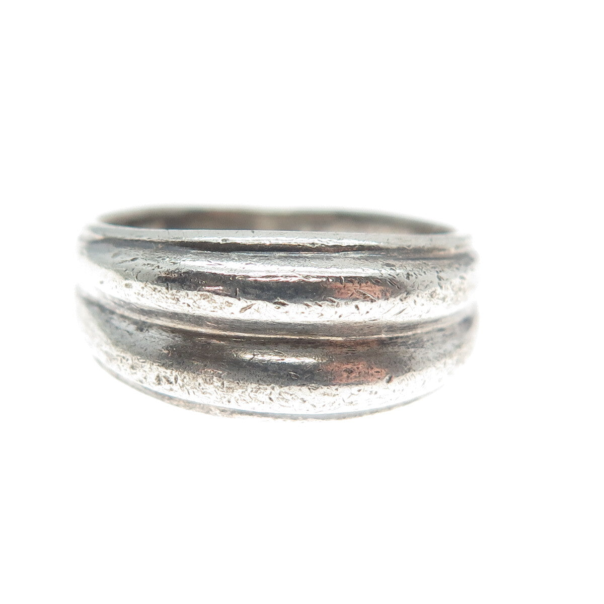 925 Sterling Silver Vintage Modernist Oxidized Ring Size 6.25
