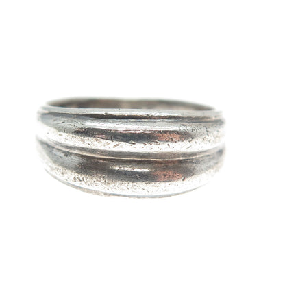 925 Sterling Silver Vintage Modernist Oxidized Ring Size 6.25