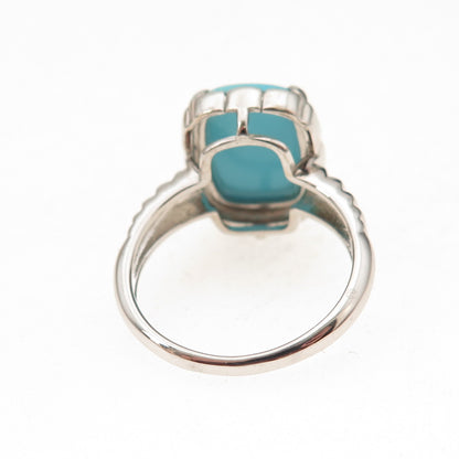 925 Sterling Silver Real Cabochon Tyrone Turquoise Ring Size 8