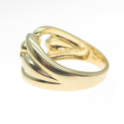 925 Sterling Silver Gold Plated Interlocked Modernist Ring Size 9.25