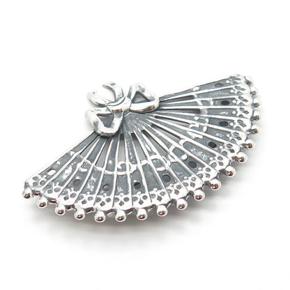 925 Sterling Silver Vintage Lang Fan Pin Brooch