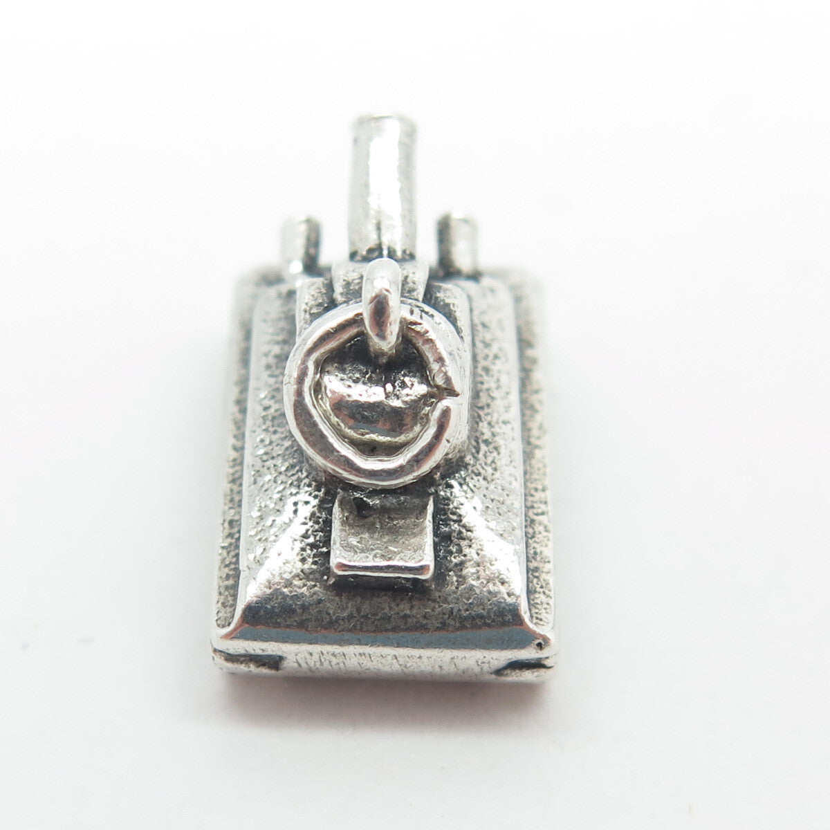 925 Sterling Silver Antique Art Deco Military Tank Minimalist 3D Charm Pendant