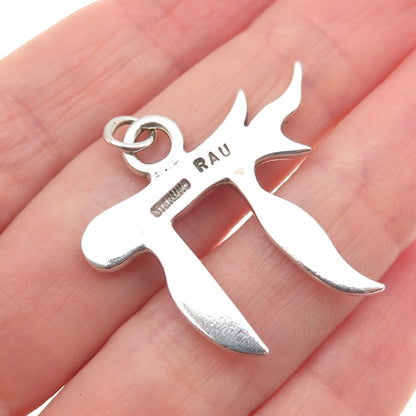 RAU 925 Sterling Silver Vintage Chai Judaica Charm Pendant