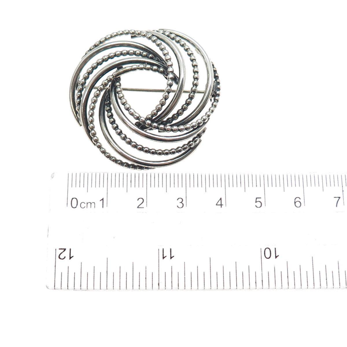 BEAU 925 Sterling Silver Vintage Interlocked Trinity Oxidized Pin Brooch