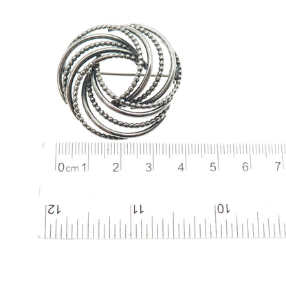 BEAU 925 Sterling Silver Vintage Interlocked Trinity Oxidized Pin Brooch