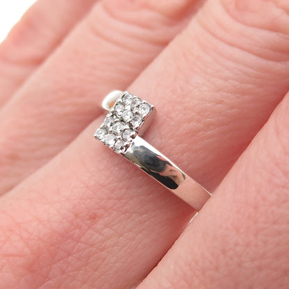 925 Sterling Silver Round-Cut C Z Bypass Ring Size 6.75