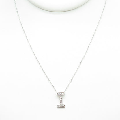 925 Sterling Silver C Z Letter "I" Initial Rolo Chain Necklace 18-20"