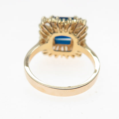 925 Sterling Silver Gold Plated Blue & White C Z Ring Size 8.25