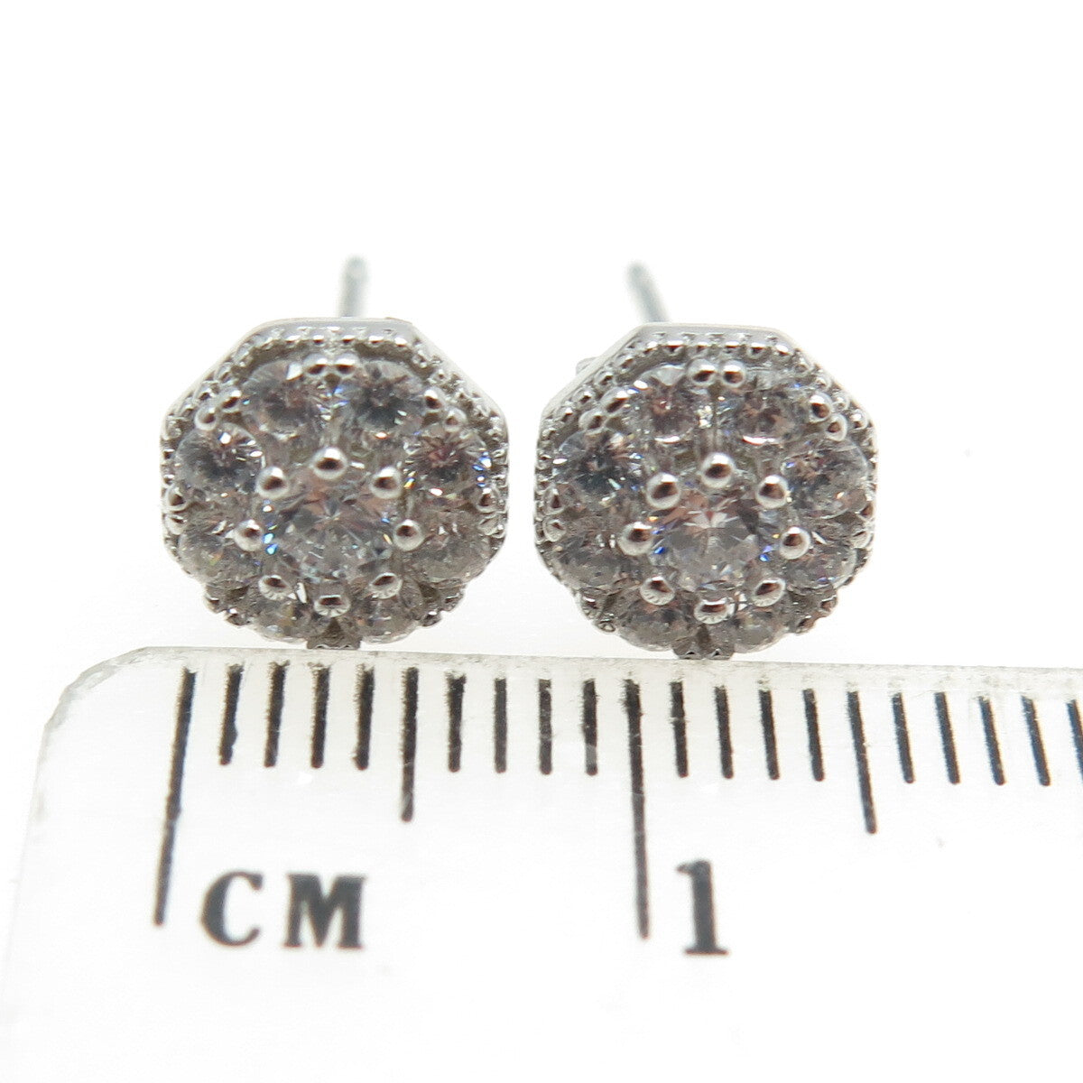 925 Sterling Silver Round-Cut C Z Stud Earrings