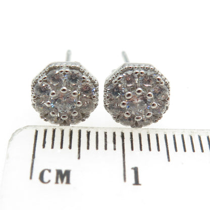925 Sterling Silver Round-Cut C Z Stud Earrings