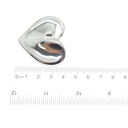 925 Sterling Silver Vintage Mexico Modernist Heart Pin Brooch / Pendant