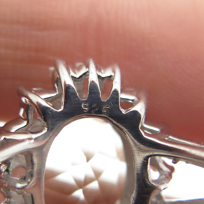 925 Sterling Silver Real Green Amethyst & White Topaz Ring Size 7