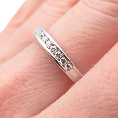 925 Sterling Silver Round-Cut C Z Half Eternity Band Ring Size 7.25
