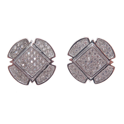 925 Sterling Silver Round-Cut C Z Cross Stud Earrings