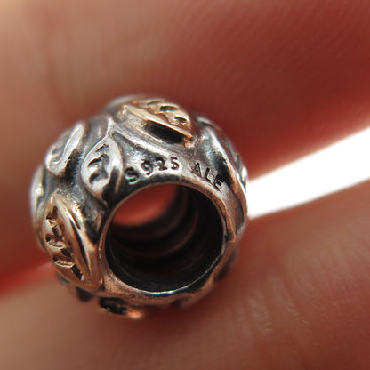 PANDORA 925 Sterling Silver & Gold Tree of Life Slide Bead Charm