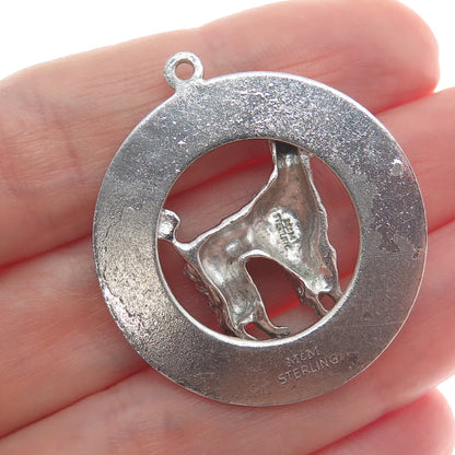 MARK MERCY 925 Sterling Silver Vintage Poodle Dog Round Pendant