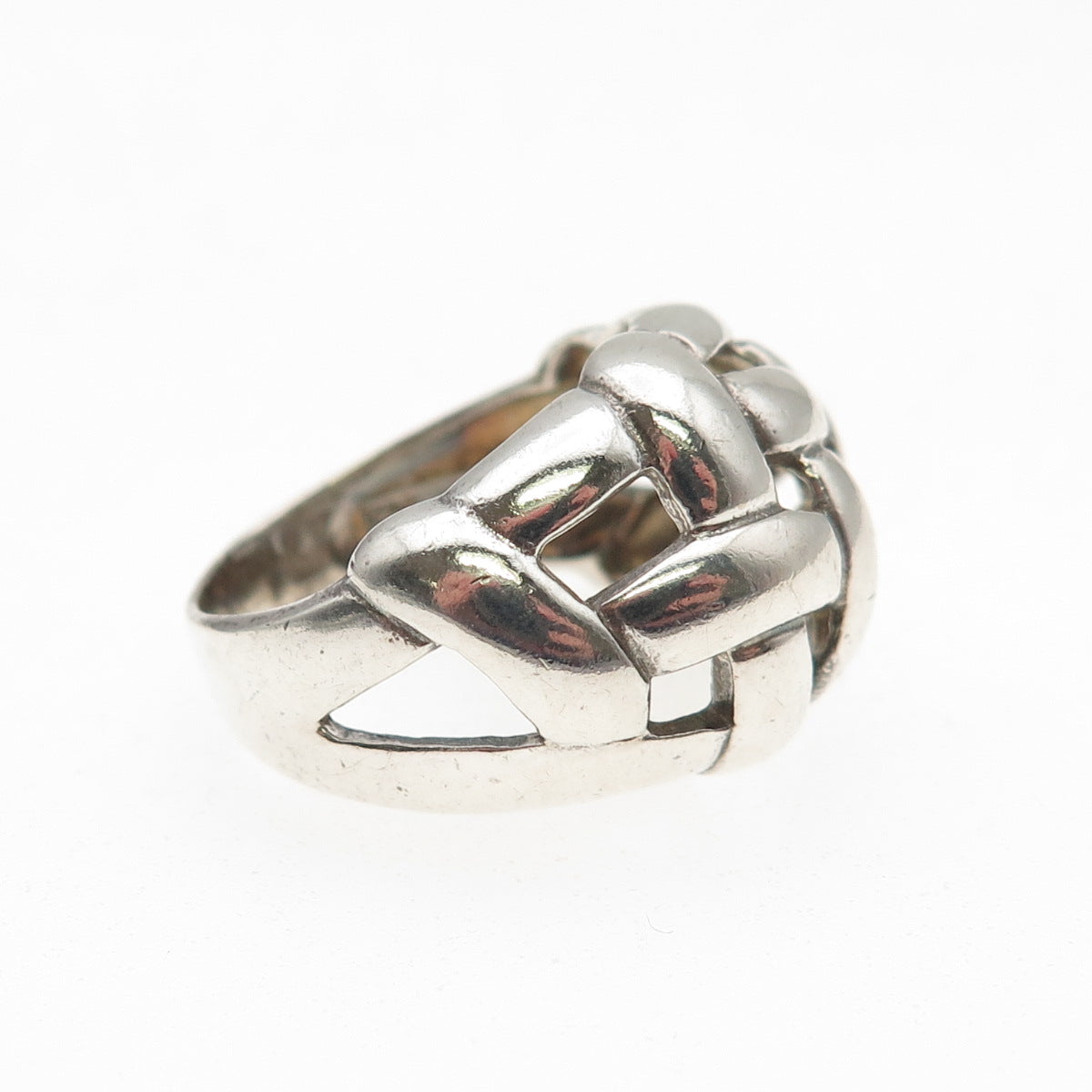 Chapal Zenray 925 Sterling Silver Vintage Woven Dome Oxidized Ring Size 7.5