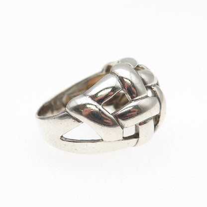 Chapal Zenray 925 Sterling Silver Vintage Woven Dome Oxidized Ring Size 7.5
