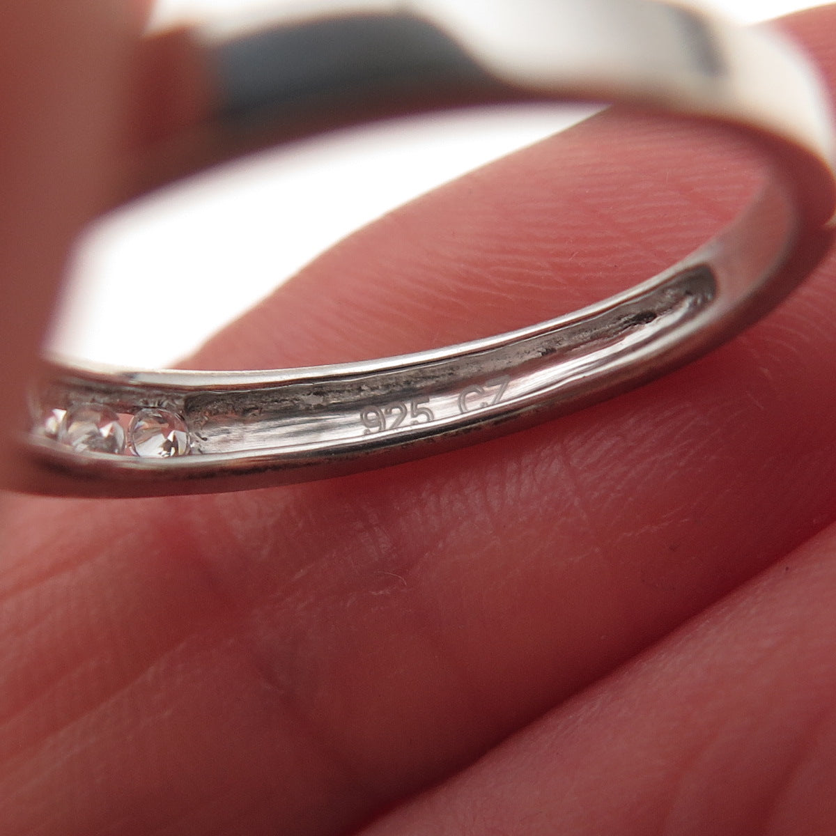 925 Sterling Silver Round-Cut C Z Half Eternity Band Ring Size 7.25