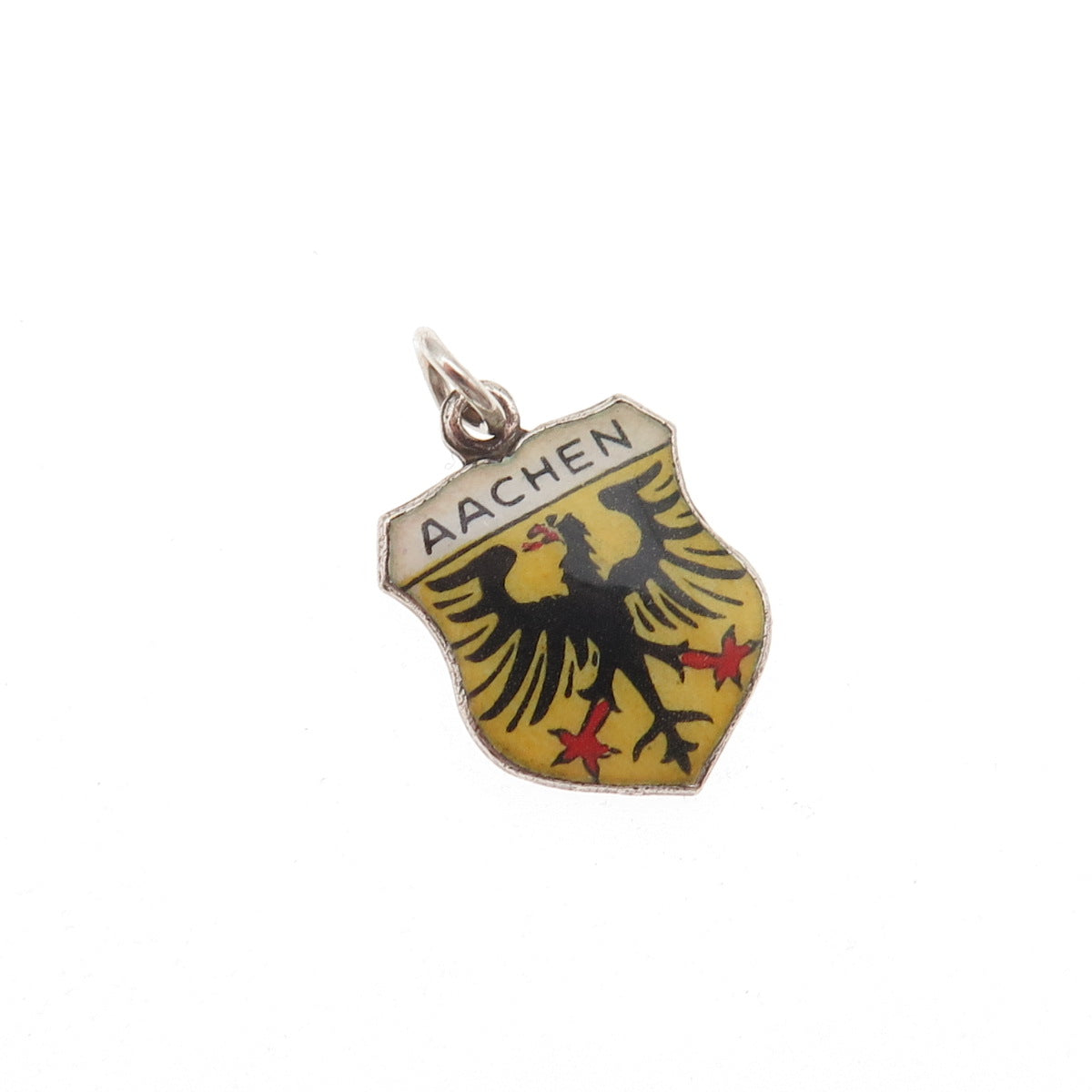800 Silver Vintage Enamel Aachen Germany Mini Charm Pendant