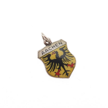 800 Silver Vintage Enamel Aachen Germany Mini Charm Pendant