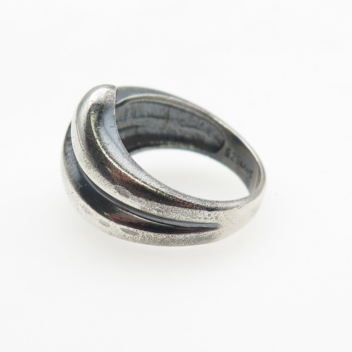 MWS Mark Washerman Samara Sterling Silver Vintage Modernist Oxidized Ring Size 7