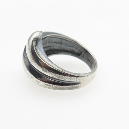 MWS Mark Washerman Samara Sterling Silver Vintage Modernist Oxidized Ring Size 7