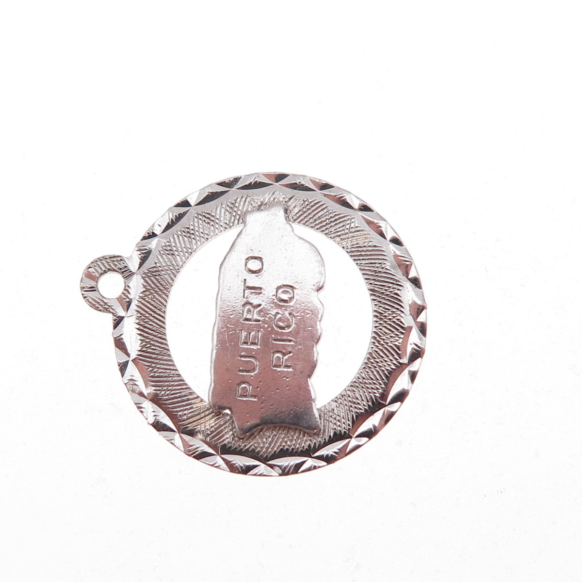 Crea 925 Sterling Silver Vintage Puerto Rico Map Oxidized Charm Pendant