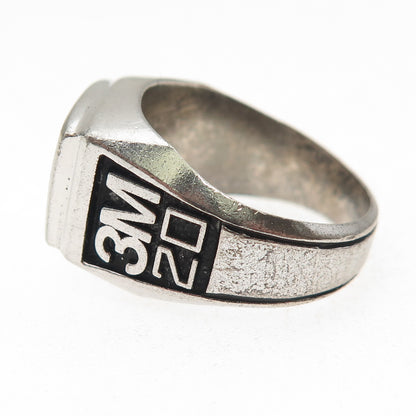925 Sterling Silver Vintage Real Black Onyx 3M 20 Years Oxidized Ring Size 8.5