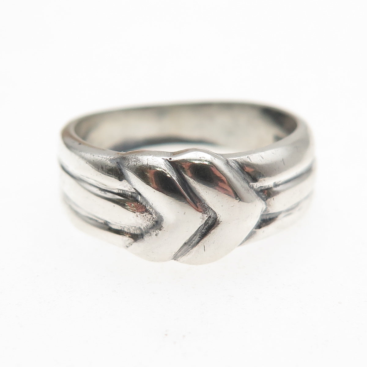 925 Sterling Silver Vintage Modernist Arrow Oxidized Ring Size 6