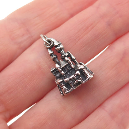 Disney 925 Sterling Silver Vintage Disneyland Cinderella Castle 3D Mini Pendant