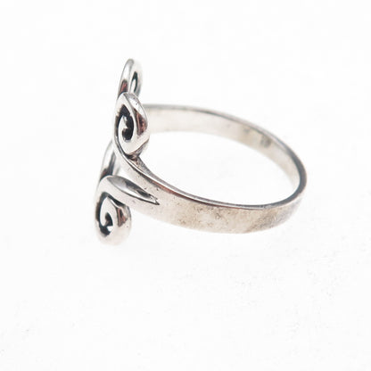 925 Sterling Silver Vintage Modernist Spiral Oxidized Ring Size 8.75