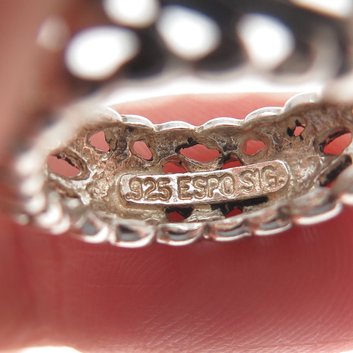 ESPO SIG Joseph Esposito 925 Sterling Vintage Ornate Oxidized Hoop Earrings