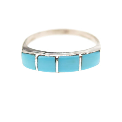 Old Pawn 925 Sterling Silver Vintage Southwestern Turquoise Tribal Ring Size 6