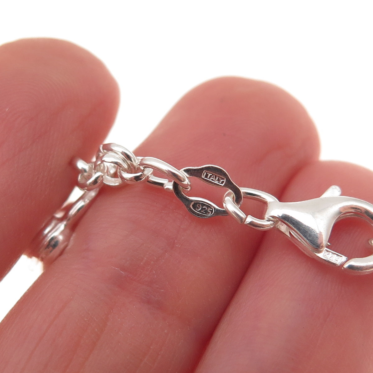 925 Sterling Silver Italy Heart Lock Dangle Charm Bracelet 6.75"