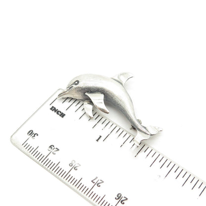 925 Sterling Silver Vintage Beau Friendly Dolphin Pin Brooch