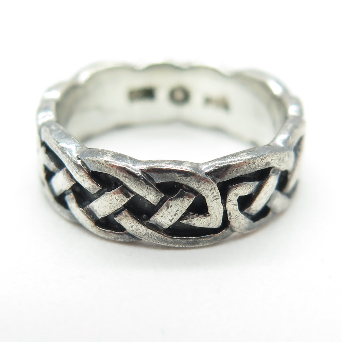 PETER STONE 925 Sterling Silver Vintage Celtic Knot Oxidized Band Ring Size 4.75