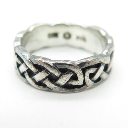 PETER STONE 925 Sterling Silver Vintage Celtic Knot Oxidized Band Ring Size 4.75