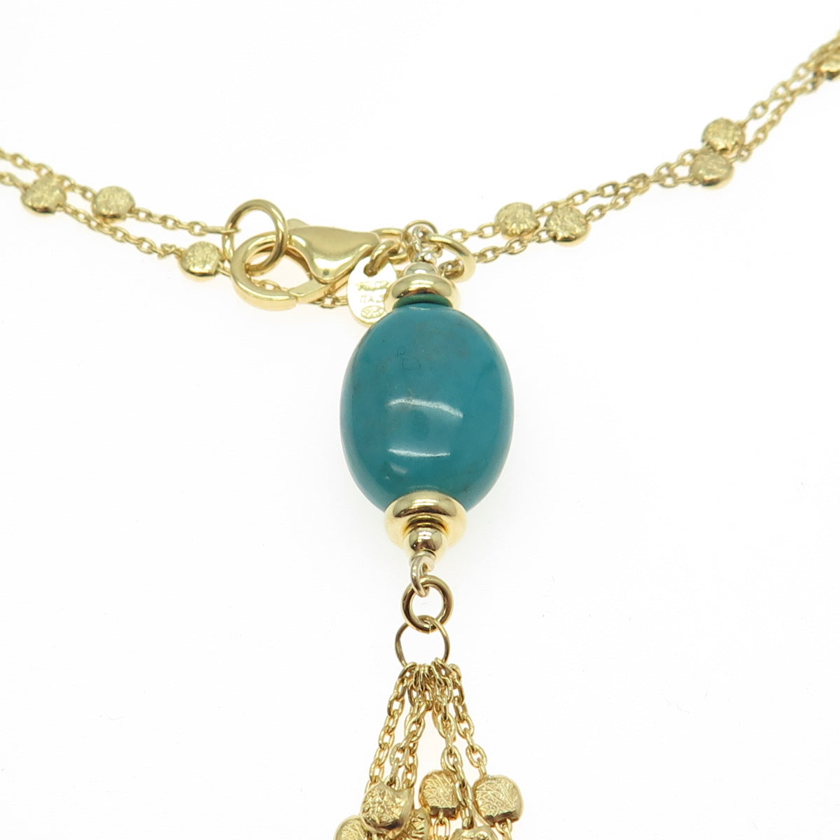 MILOR 925 Sterling Silver Gold Plated Italy Turquoise Gem Lariat Necklace 30"