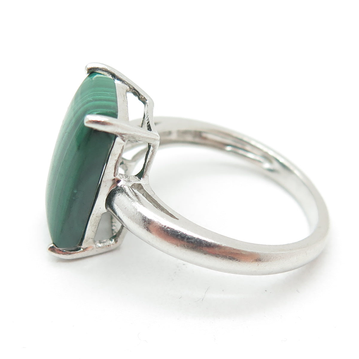 KN Kajal Naina 925 Sterling Silver Vintage Real Malachite Ring Size 9